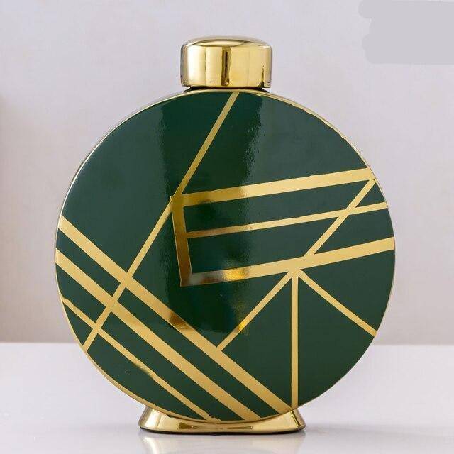 Vase design noir aux motifs géométriques abstraits dorés Luxury - vue 9 sur 9