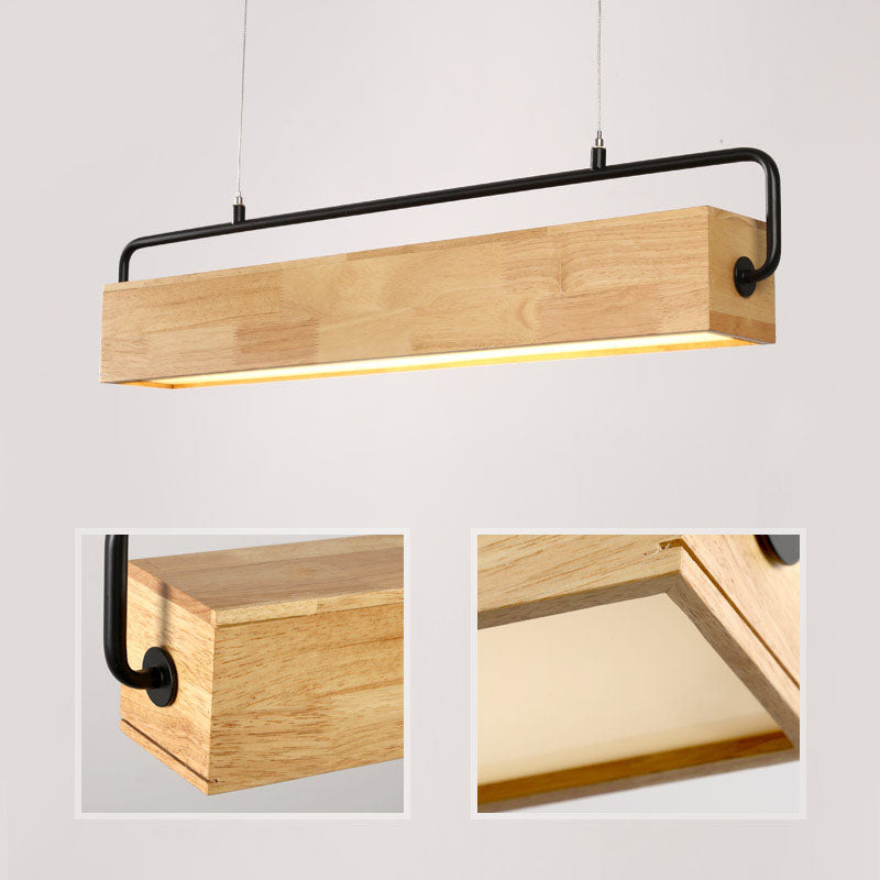 Suspension moderne LED rectangulaire en bois Wakin - vue 6 sur 7