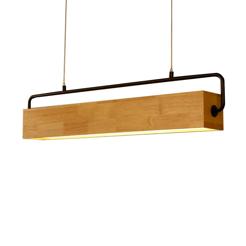 Suspension moderne LED rectangulaire en bois Wakin - vue 7 sur 7