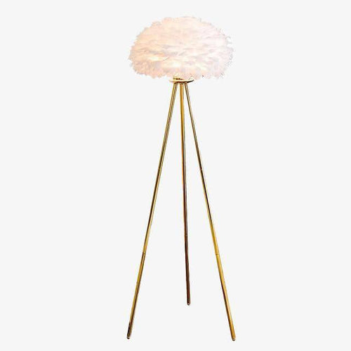 Lampadaire design LED avec abat-jour à plumes style Romance
