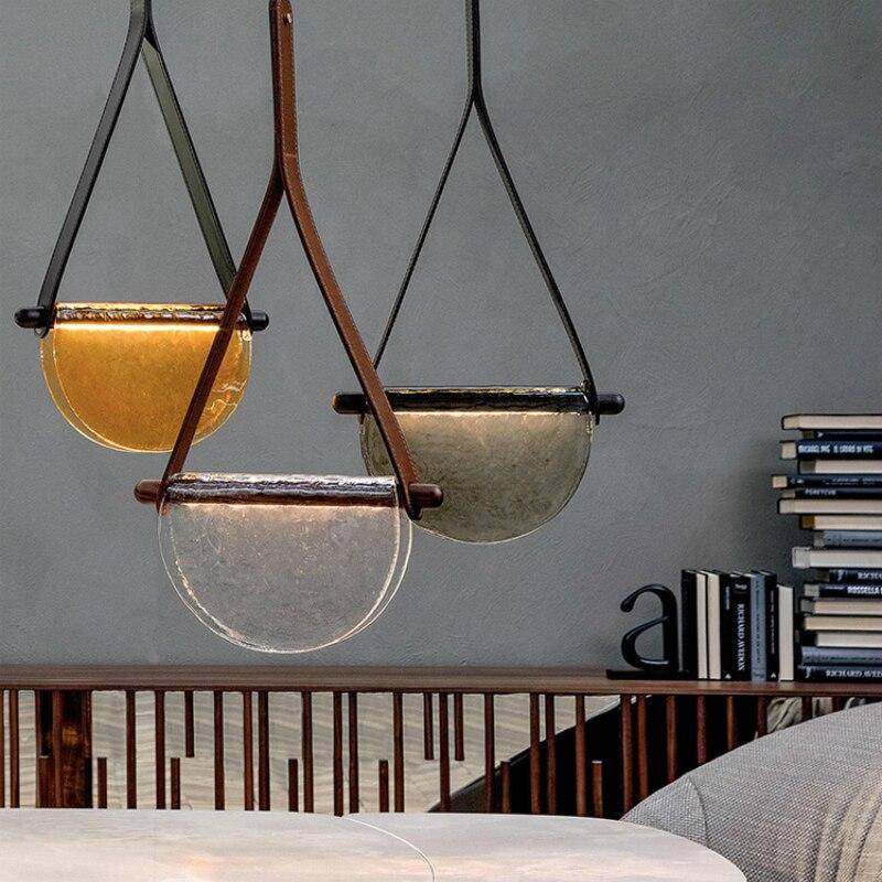 Suspension design LED avec demi-cercle verre Creative - vue 4 sur 10