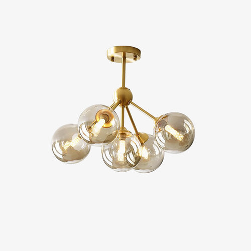 Lustre moderne LED base en métal avec des globes en verre Yue