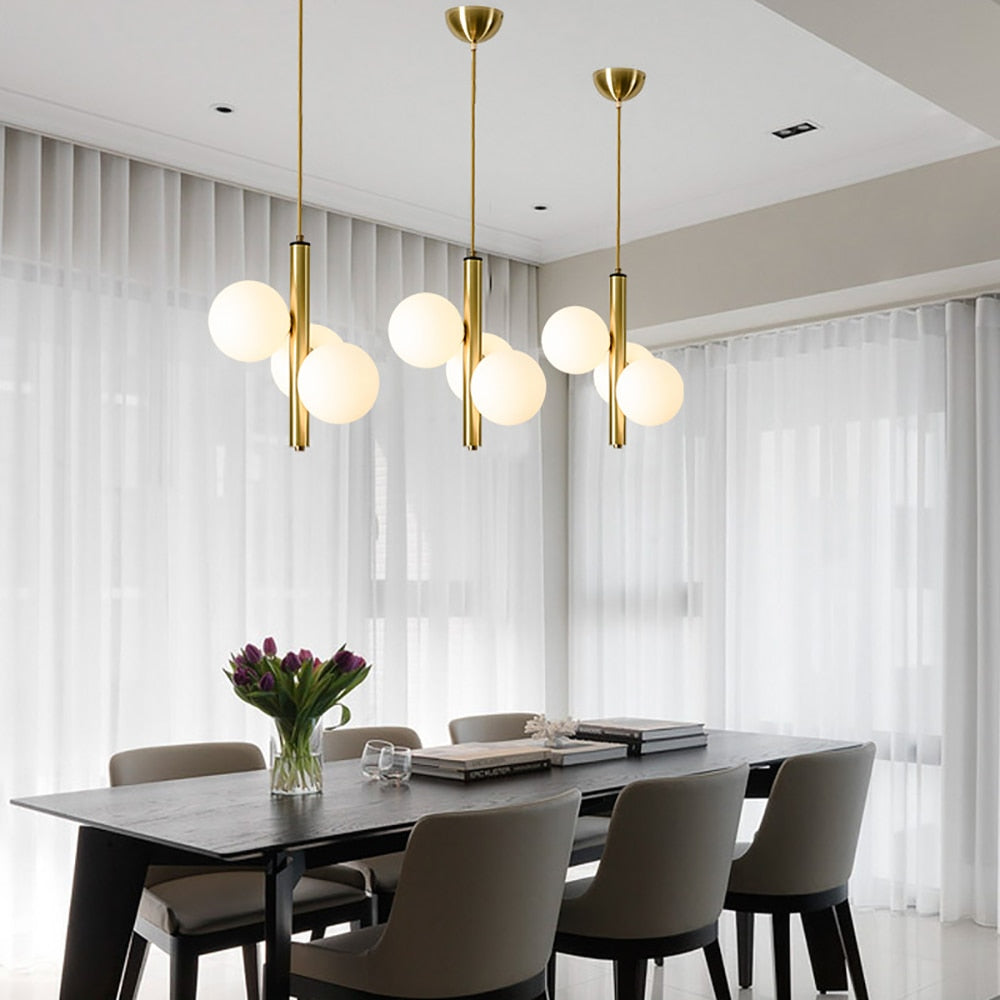 Suspension moderne LED avec 3 globes en verre Lluna - vue 3 sur 14