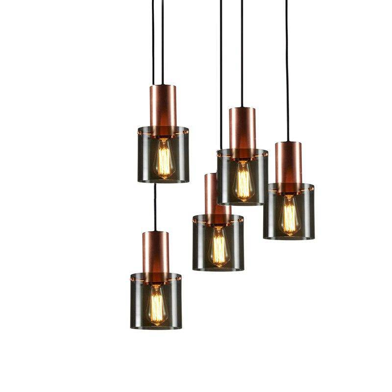Suspension design à LED avec abat-jour cylindrique en verre Loft - vue 4 sur 6