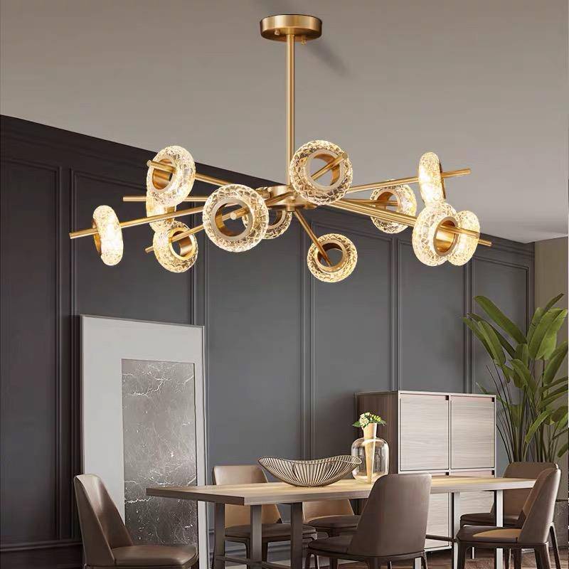 Lustre design à LED avec plusieurs cercles dorés Loft - vue 4 sur 7