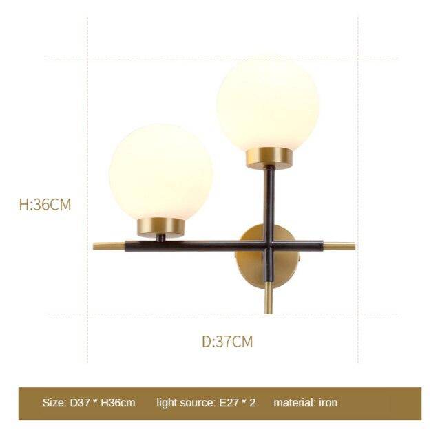 Applique murale design LED dorée avec boule en verre Wall - vue 8 sur 9