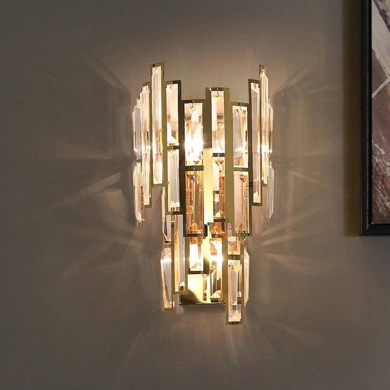 Applique murale design à LED en verre cristal doré - vue 3 sur 4