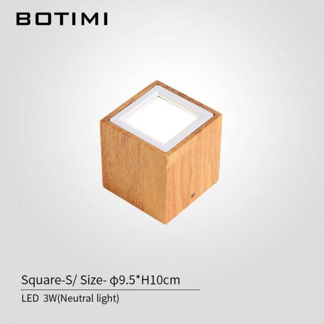 Spot moderne à LED cube en bois style Loft