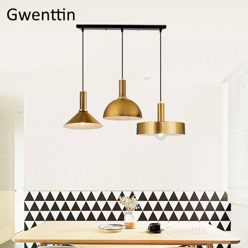 Suspension design à LED dorée style Loft
