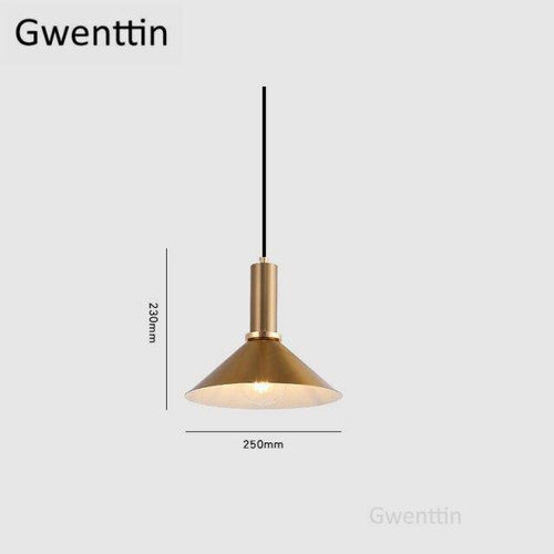 Suspension design à LED dorée style Loft