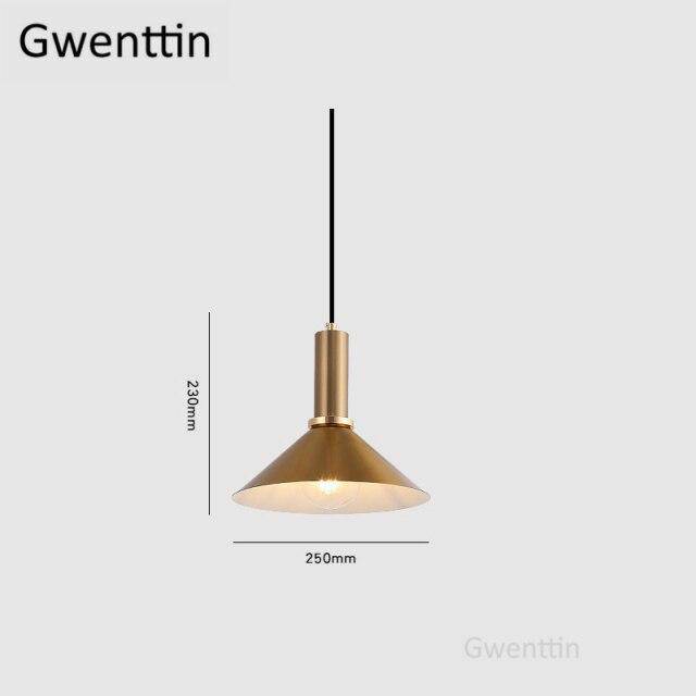 Suspension design à LED dorée style Loft