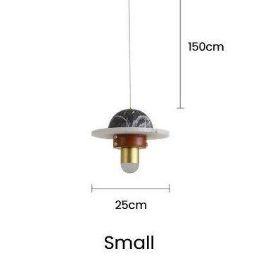 Suspension design à LED en marbre noir et blanc et métal doré
