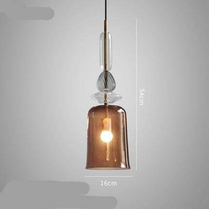 Suspension design à LED avec abat-jour en verre coloré style brossé Coffee - vue 6 sur 11