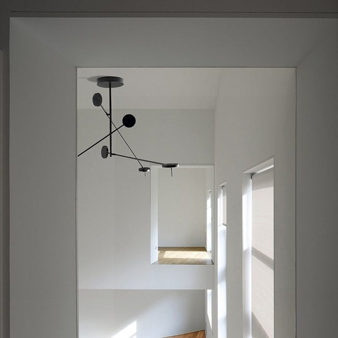 Lustre design luxury orbite en métal argenté Kaksa