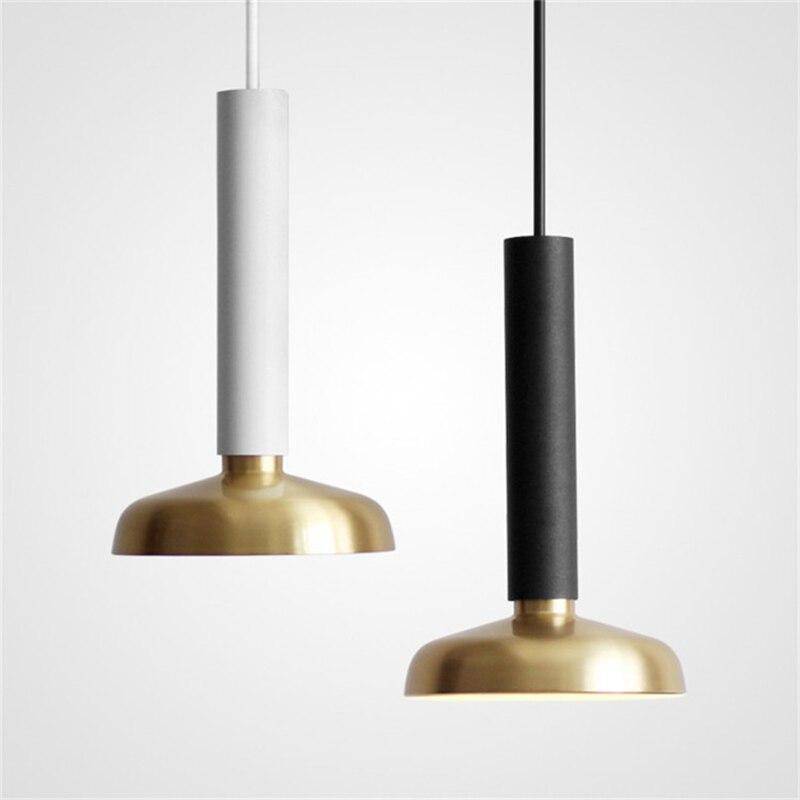 Suspension design à LED cylindre et abat-jour doré Luxury - vue 5 sur 7