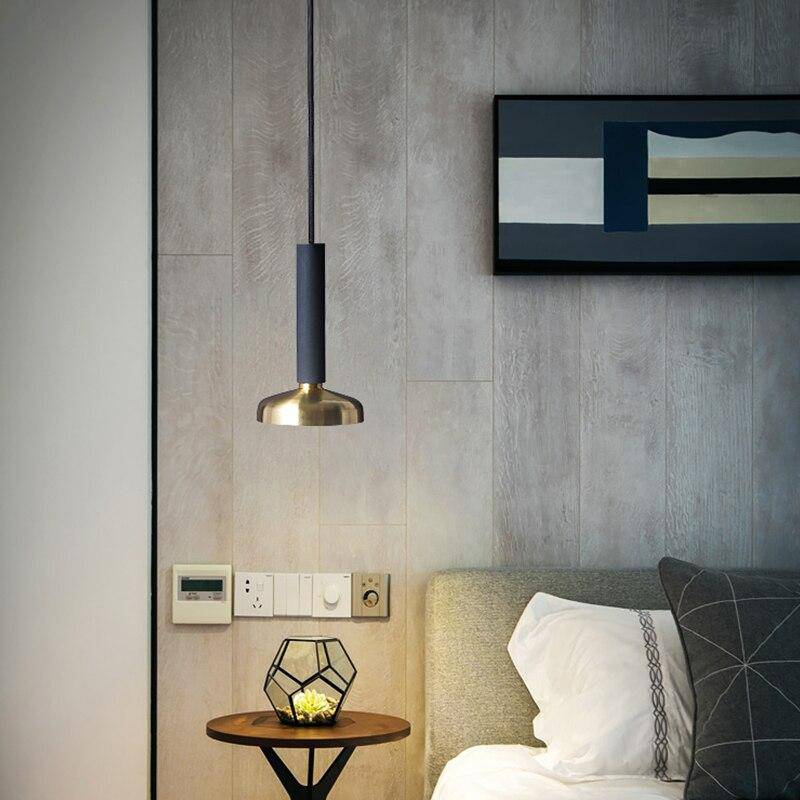 Suspension design à LED cylindre et abat-jour doré Luxury - vue 3 sur 7