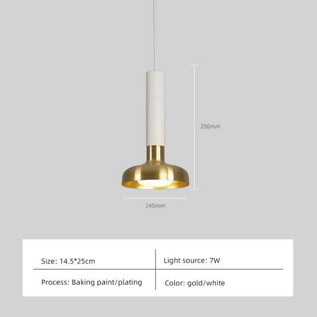 Suspension design à LED cylindre et abat-jour doré Luxury - vue 6 sur 7