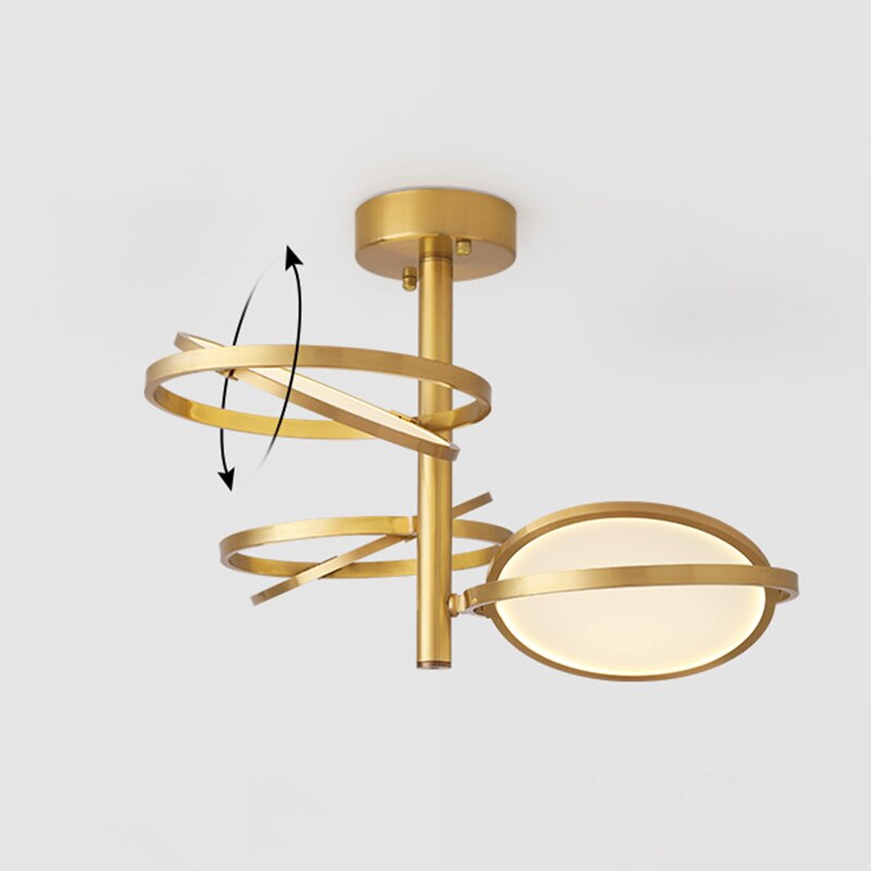 Lustre design en métal doré avec lampe arrondie Skalla - vue 8 sur 8