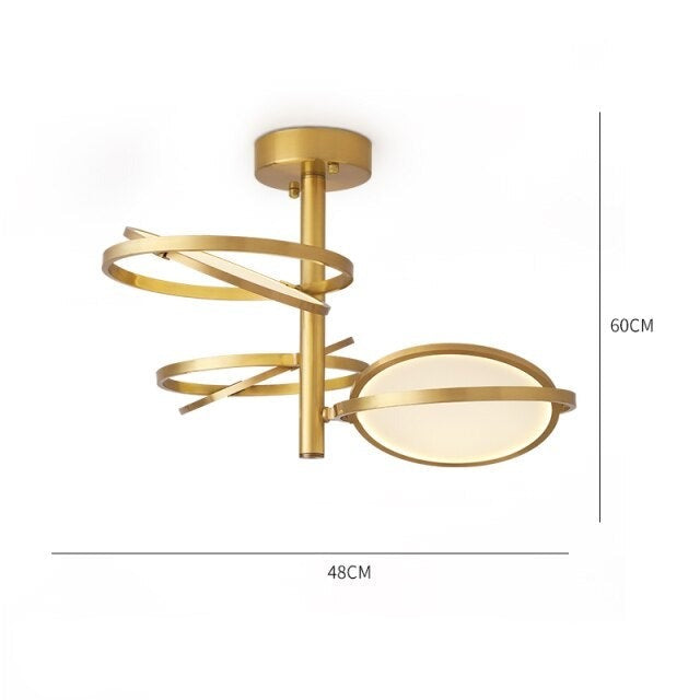 Lustre design en métal doré avec lampe arrondie Skalla - vue 9 sur 8
