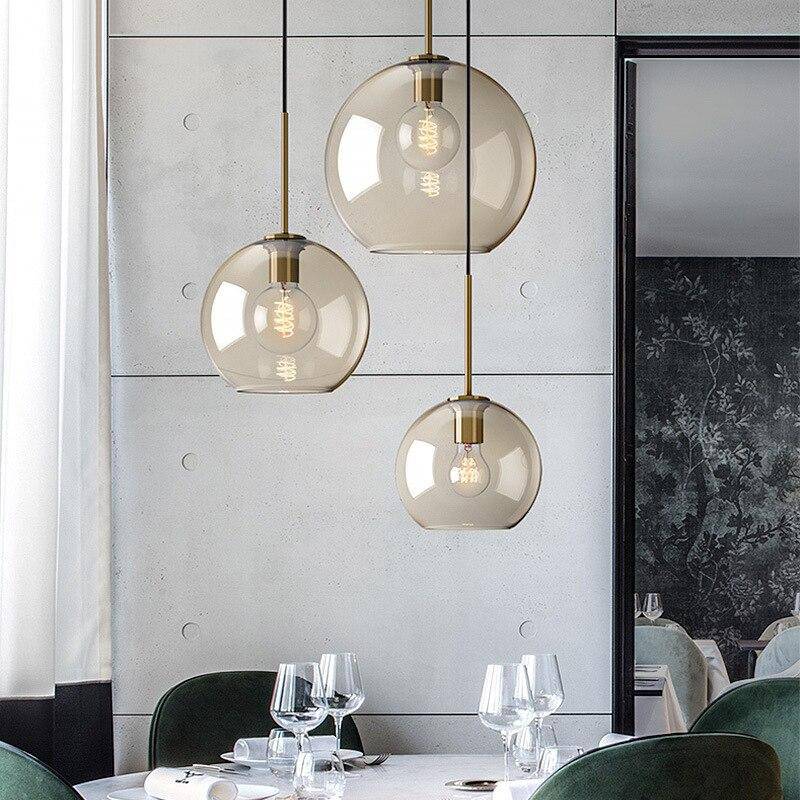 Suspension design à LED en verre ambré style Industriel - vue 5 sur 12