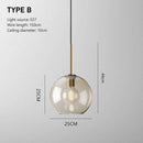 Suspension design à LED en verre ambré style Industriel