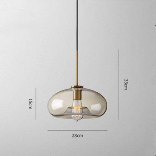 Suspension design à LED en verre ambré style Industriel