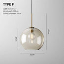 Suspension design à LED en verre ambré style Industriel
