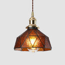 Suspension design à LED avec abat-jour en verre coloré rétro Loft