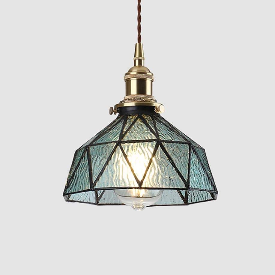 Suspension design à LED avec abat-jour en verre coloré rétro Loft - vue 8 sur 12