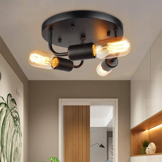 Plafonnier moderne à LED en métal avec plusieurs ampoules Edison