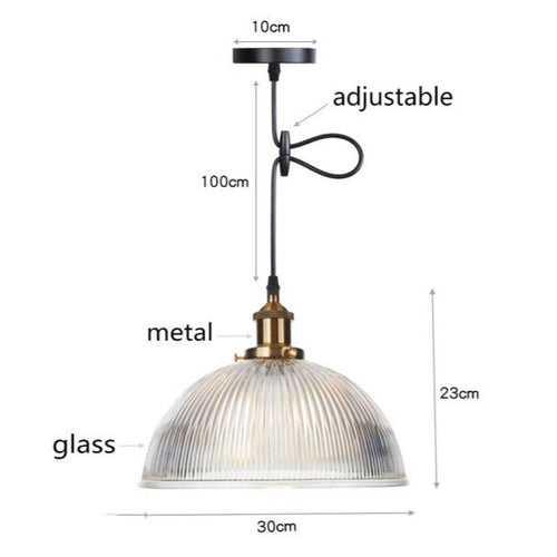 Suspension vintage LED avec abat-jour en verre Bertha