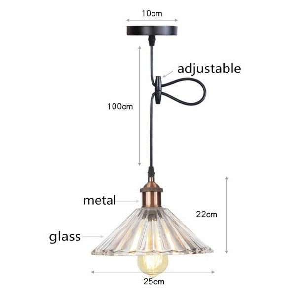 Suspension vintage LED avec abat-jour en verre Bertha - vue 8 sur 25
