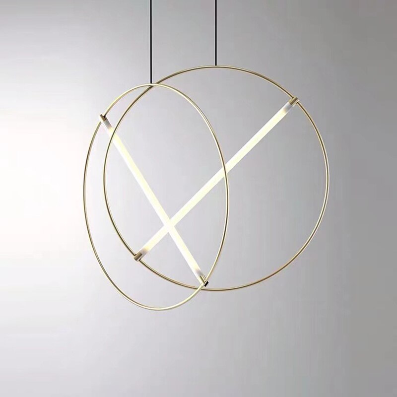 Suspension moderne LED anneau avec barre lumineuse Juncal