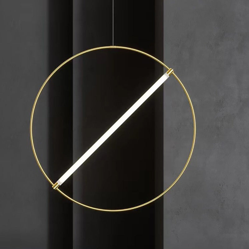 Suspension moderne LED anneau avec barre lumineuse Juncal