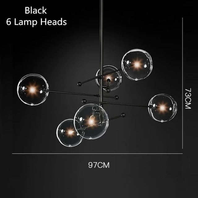 Lustre design LED base en métal doré et globes en verre Zuri - vue 14 sur 16