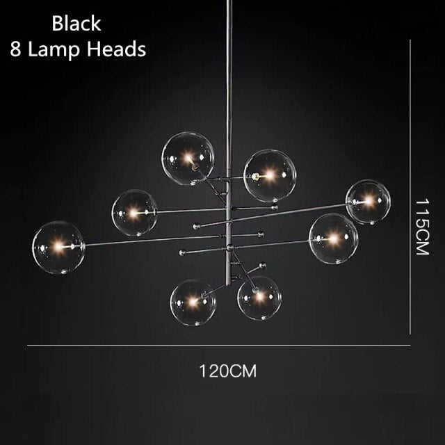 Lustre design LED base en métal doré et globes en verre Zuri - vue 12 sur 16