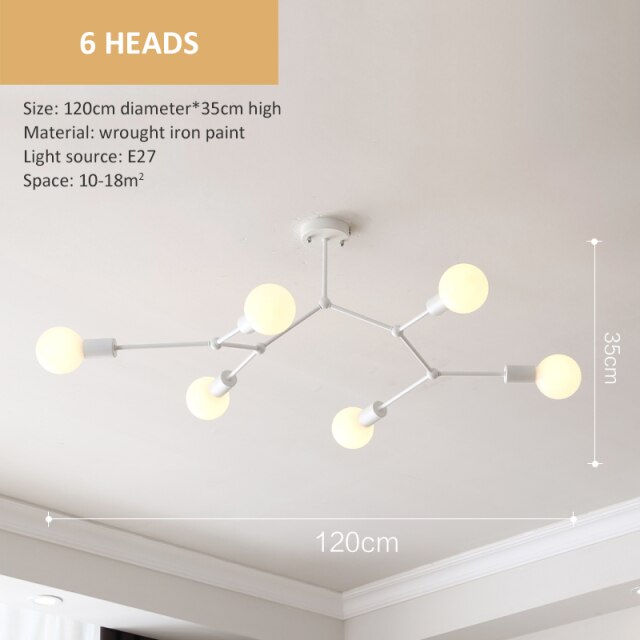Lustre industriel LED avec plusieurs branches métalliques Rally