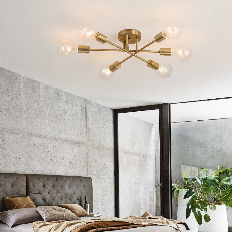 Plafonnier design LED avec 6 lampes entrecroisées en métal Eugie - vue 2 sur 9