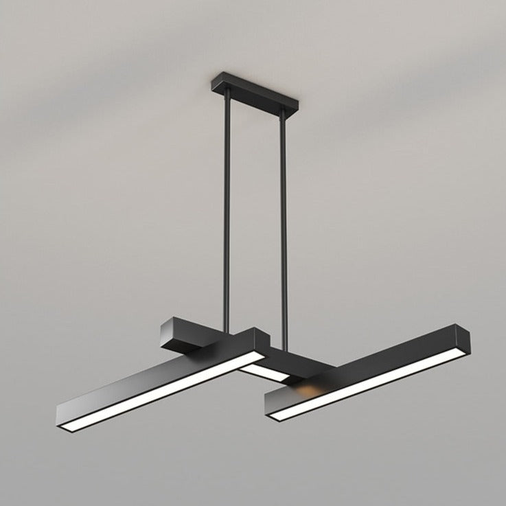 Lustre design LED en forme de Z métallique et noir Yeray