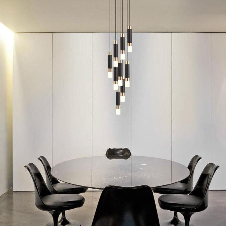Suspension design LED cylindrique en métal et en verre Luisa - vue 5 sur 13