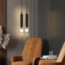 Suspension design LED cylindrique en métal et en verre Luisa