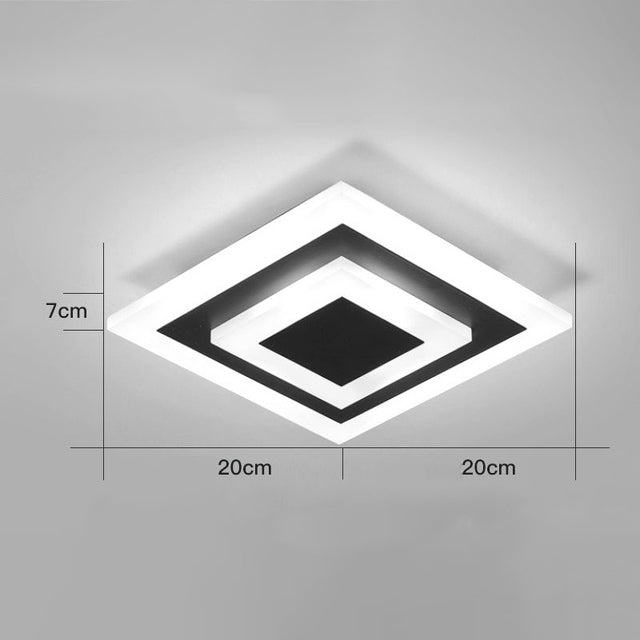 Plafonnier design LED en forme circulaire ou carré en métal Davis