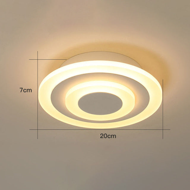 Plafonnier design LED en forme circulaire ou carré en métal Davis