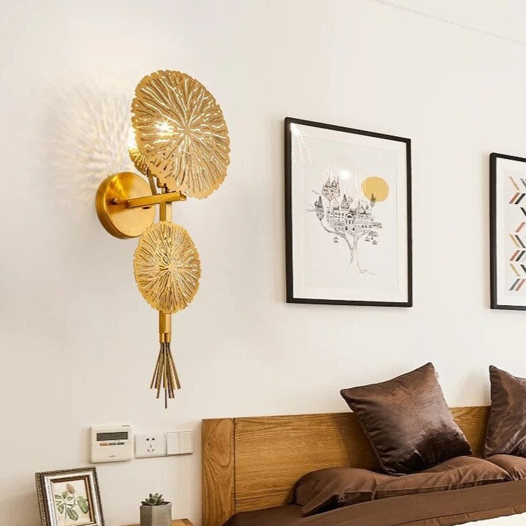 Applique murale moderne LED avec 2 fleurs dorées Dorina - vue 5 sur 7