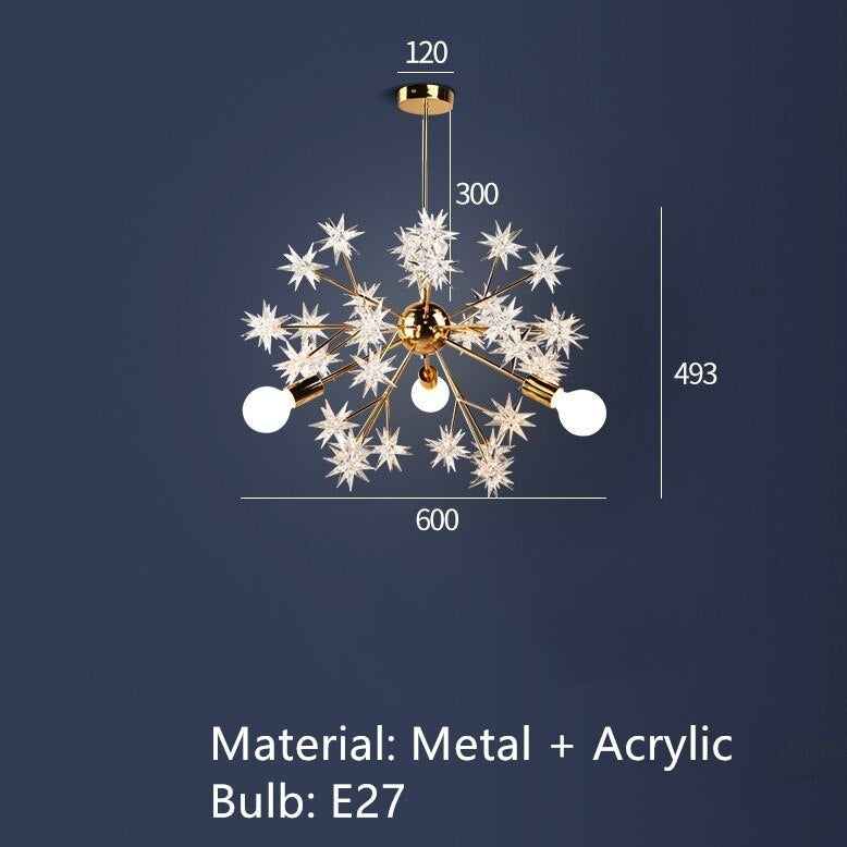 Lustre moderne métallique avec des étoiles étincelantes Tanit - vue 8 sur 7