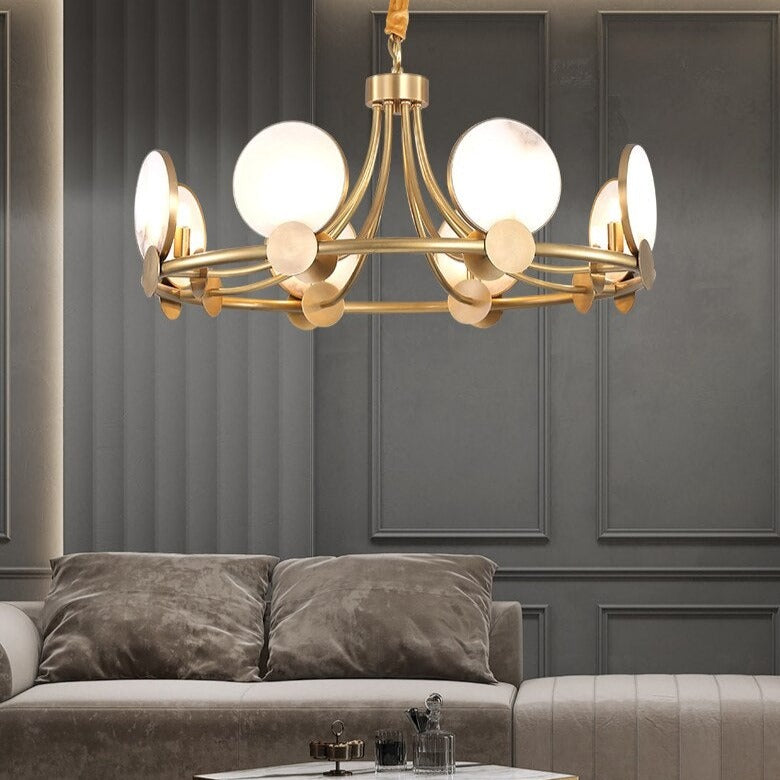 Lustre moderne LED en forme circulaire et marbré Zélie