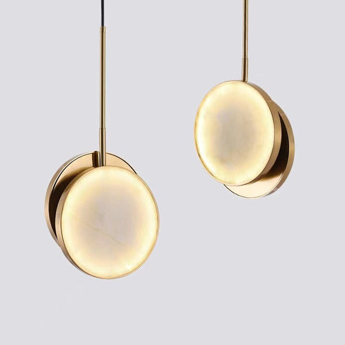 Suspension moderne LED en forme de pièce effet marbre Alhena