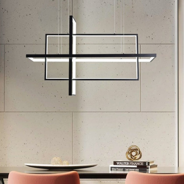 Lustre moderne rectangulaire et métallique Nikole - vue 3 sur 4