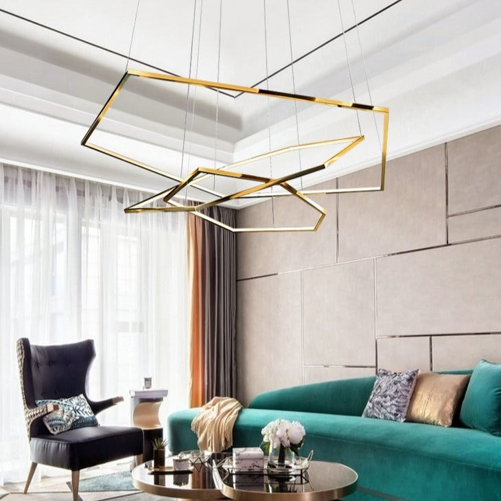 Lustre moderne en forme d'hexagones luxury Emmylia - vue 5 sur 8