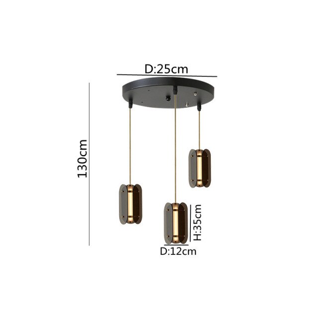 Suspension moderne avec abat-jour en verre teinté Rahki